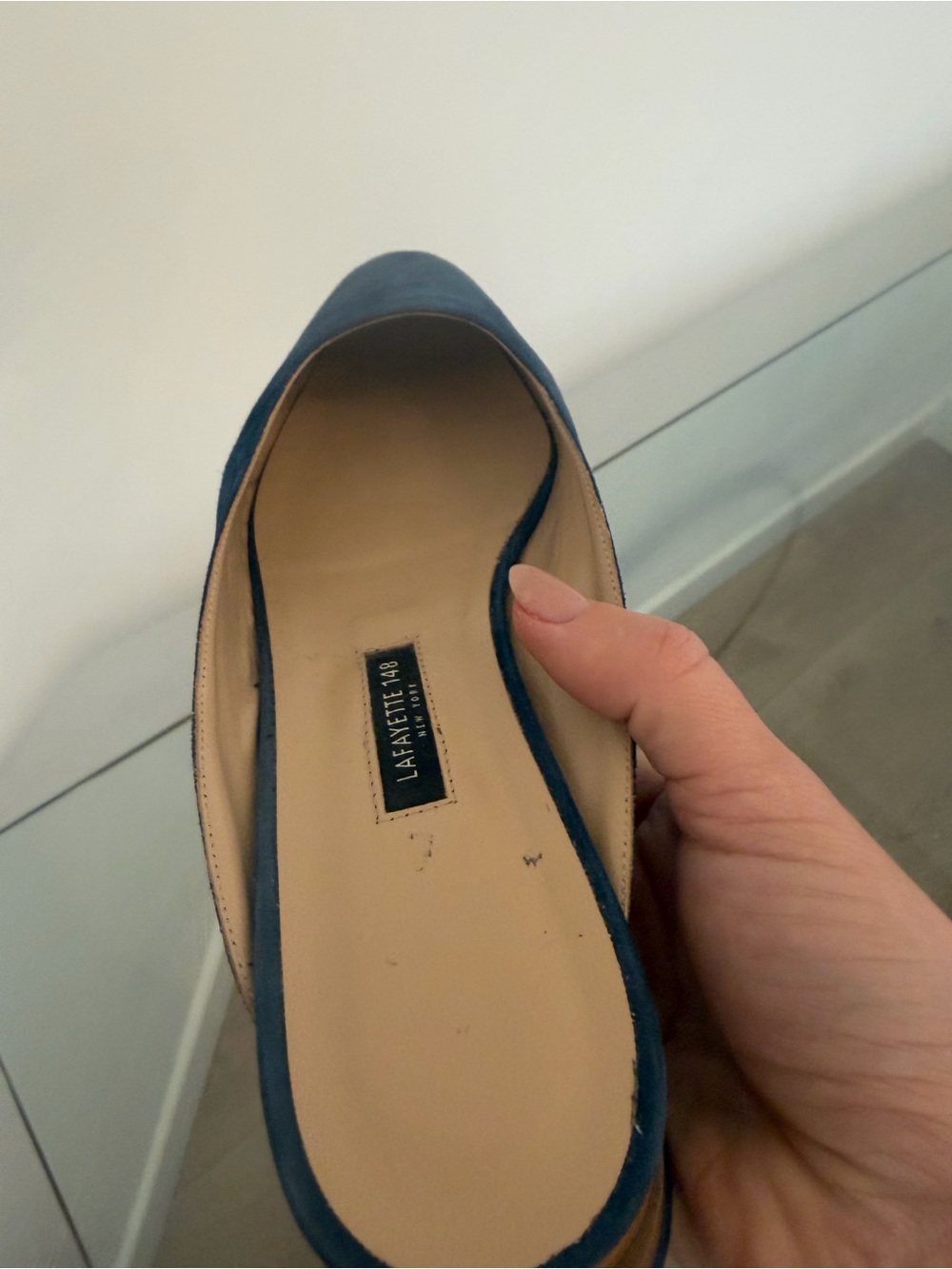 Lafayette 148 Navy Blue Suede Italian Leather Mule Flats EU 39 - Picture 8 of 11